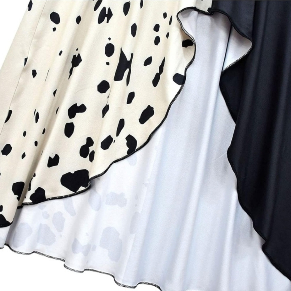 Cruella DeVil Hi-Low Dress Halloween Costume Cosplay Black White Girl's 6-7 EUC - Picture 8 of 15